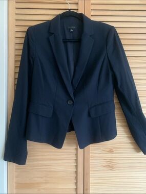 Ann Taylor Navy Single-Button Tailored Blazer